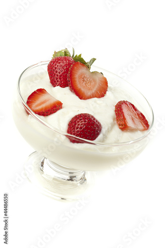 Fresh Organic Greek Yogurt with strawberries