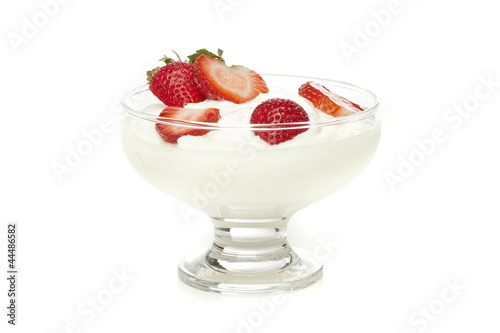Fresh Organic Greek Yogurt with strawberries
