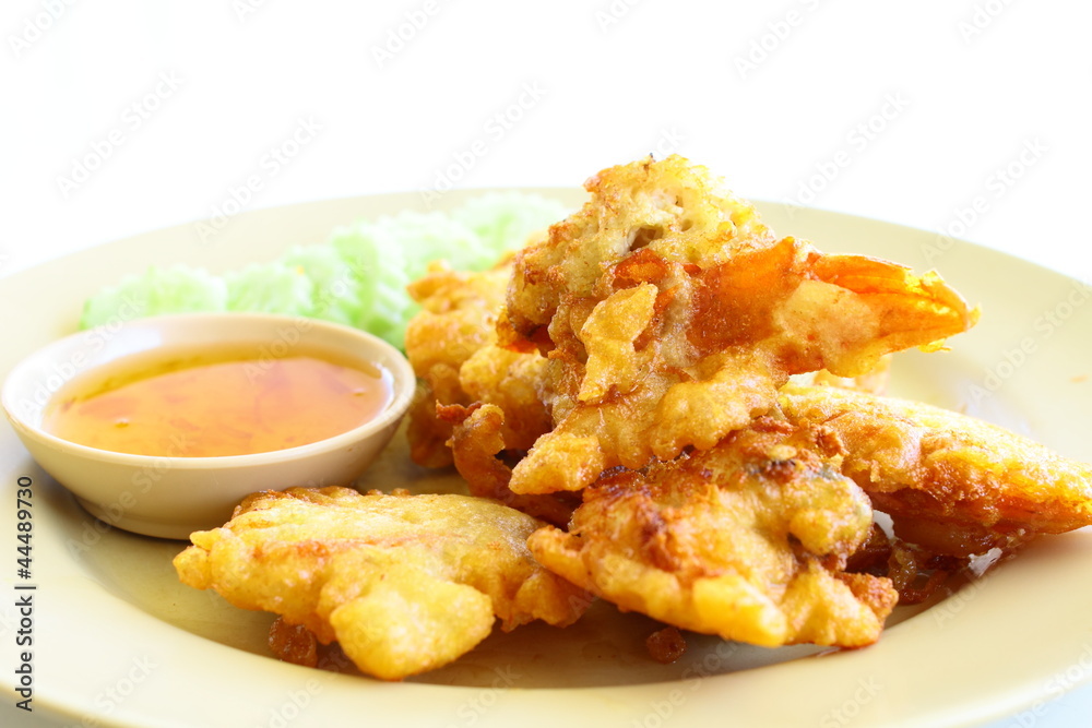 Fried  slough crab with starch eat with chili syrup