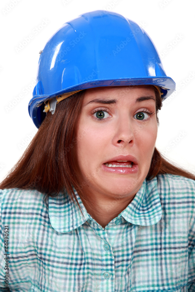A terror-stricken tradeswoman A terror-stricken tradeswoman