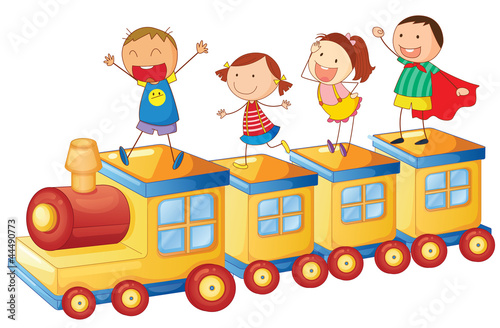 kids on a train