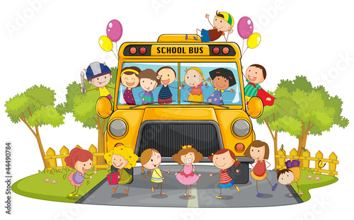 kids and school bus