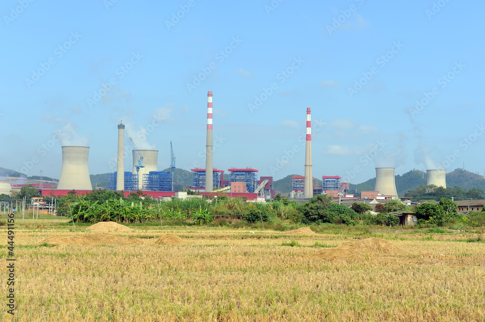 Industrial landscape with chimneys tank Industrial landscape with chimneys tank