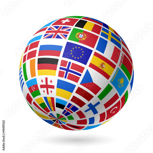 Flags globe. Europe.