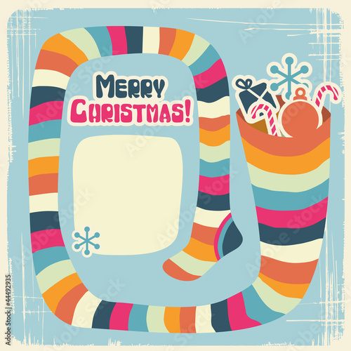 Vector Christmas background with funny socks for gifts.