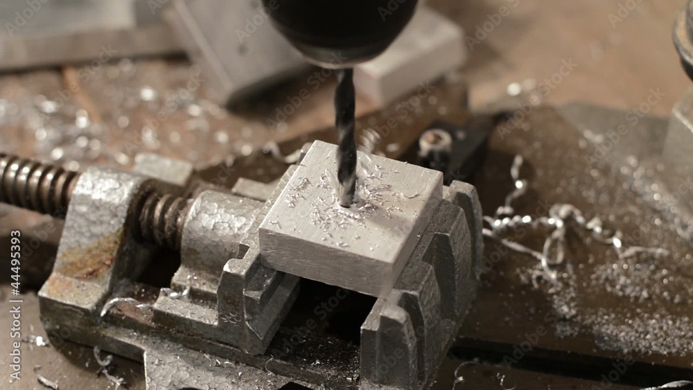 Drilling into a piece of metal Drilling into a piece of metal