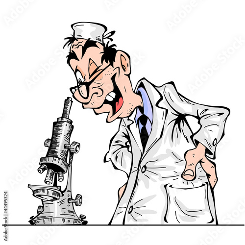 Cheerful cartoon scientist