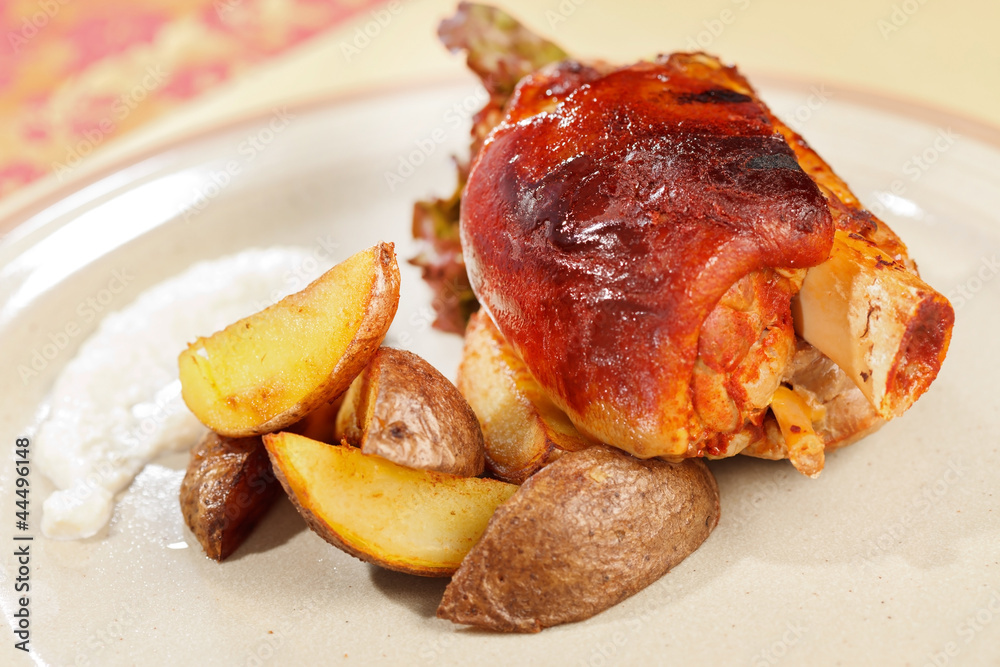 roasted pork knuckle with potatoes roasted pork knuckle with potatoes