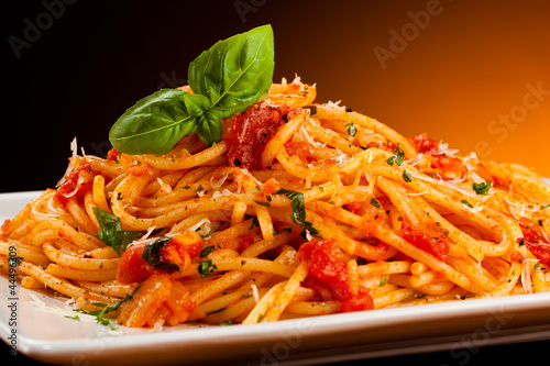 Pasta with tomato sauce and parmesan #44496309