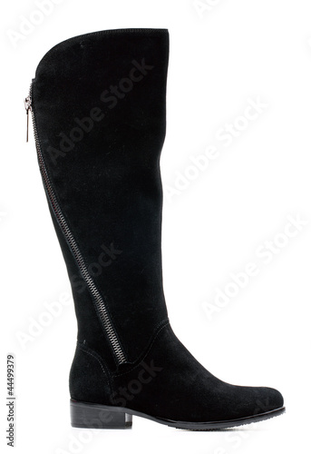 Black female knee-high boot over white