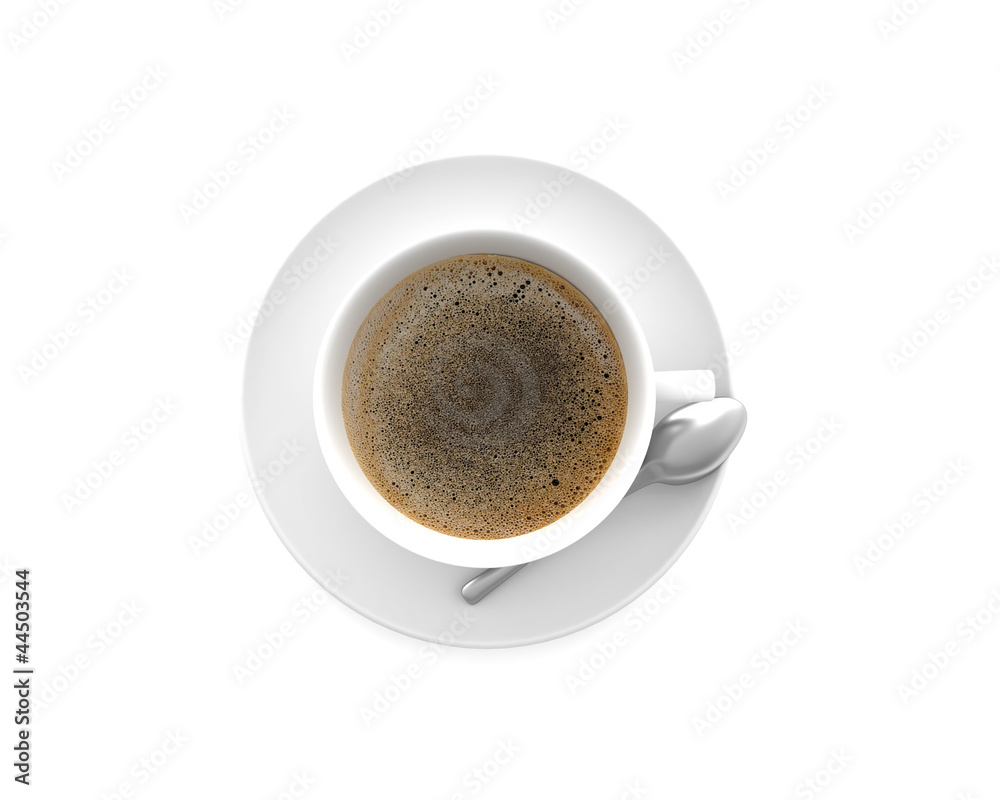 Cup of coffee from top isolated on white background Cup of coffee from top isolated on white background