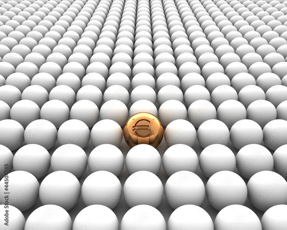 Fototapeta premium Golden sphere with euro isolated on white background