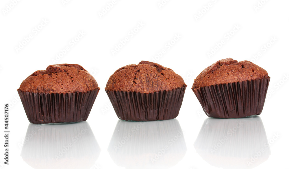 Fresh muffins isolated on white