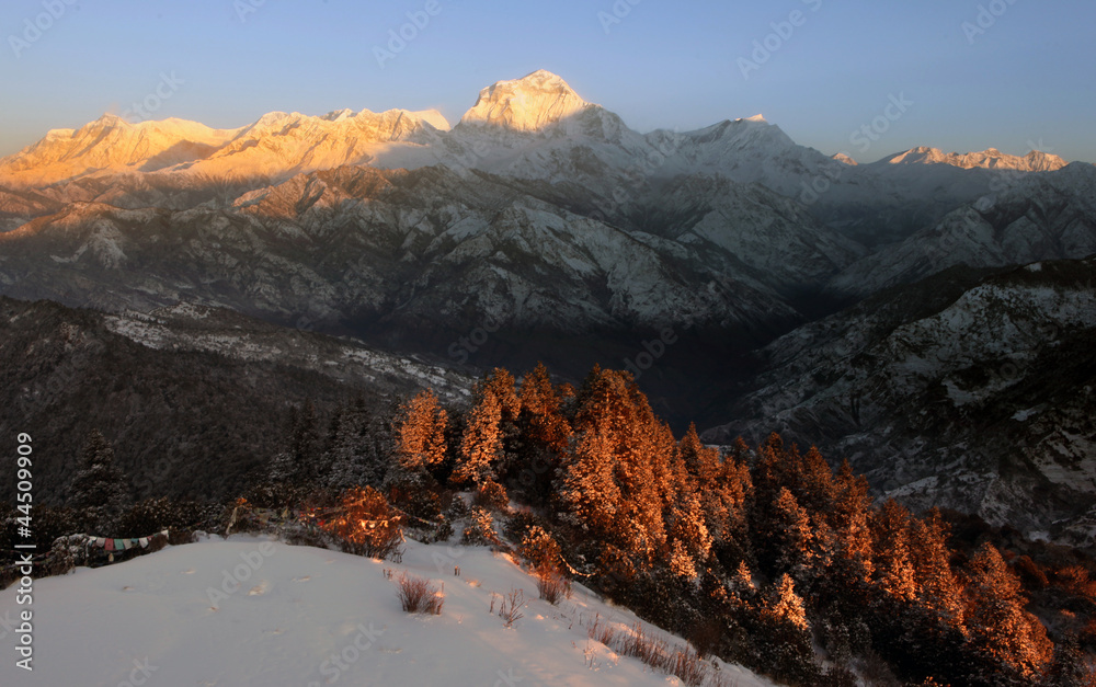 Obraz premium Himalayan Poon Hill Winter scenem- Nepal