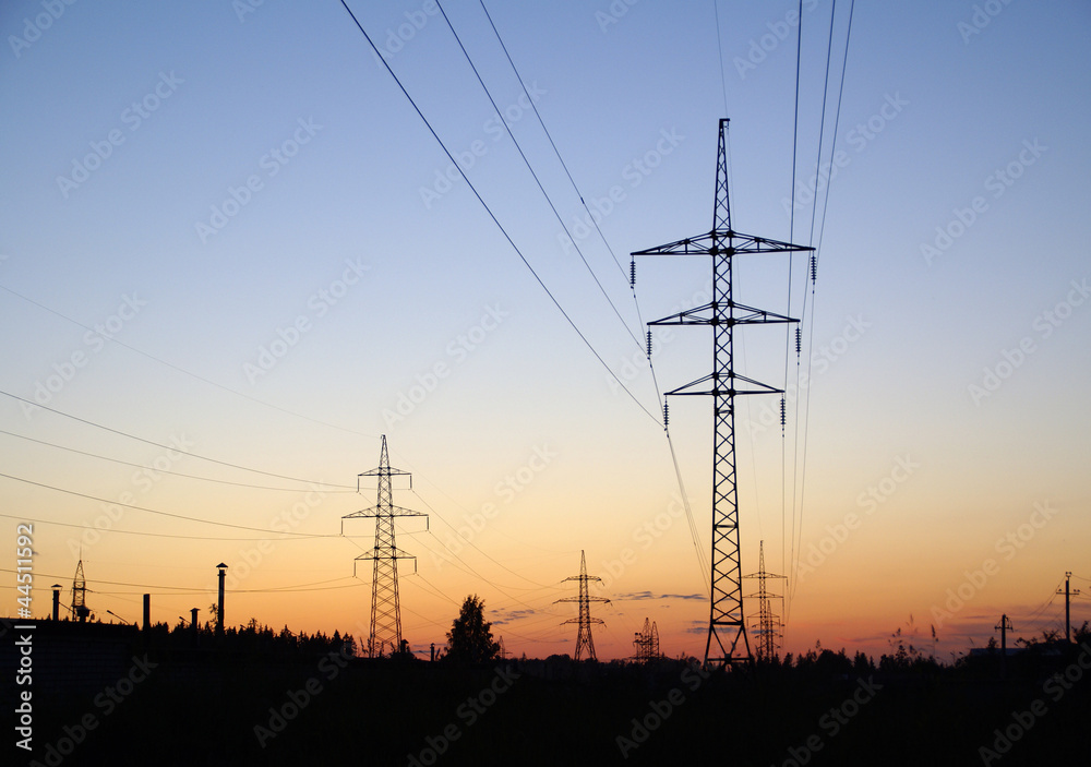 Landscape with high-voltage line