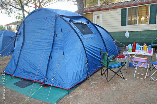 family camping tent with the whole messy