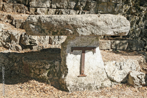 Valokuva altar shaped cross of Tau in Assisi