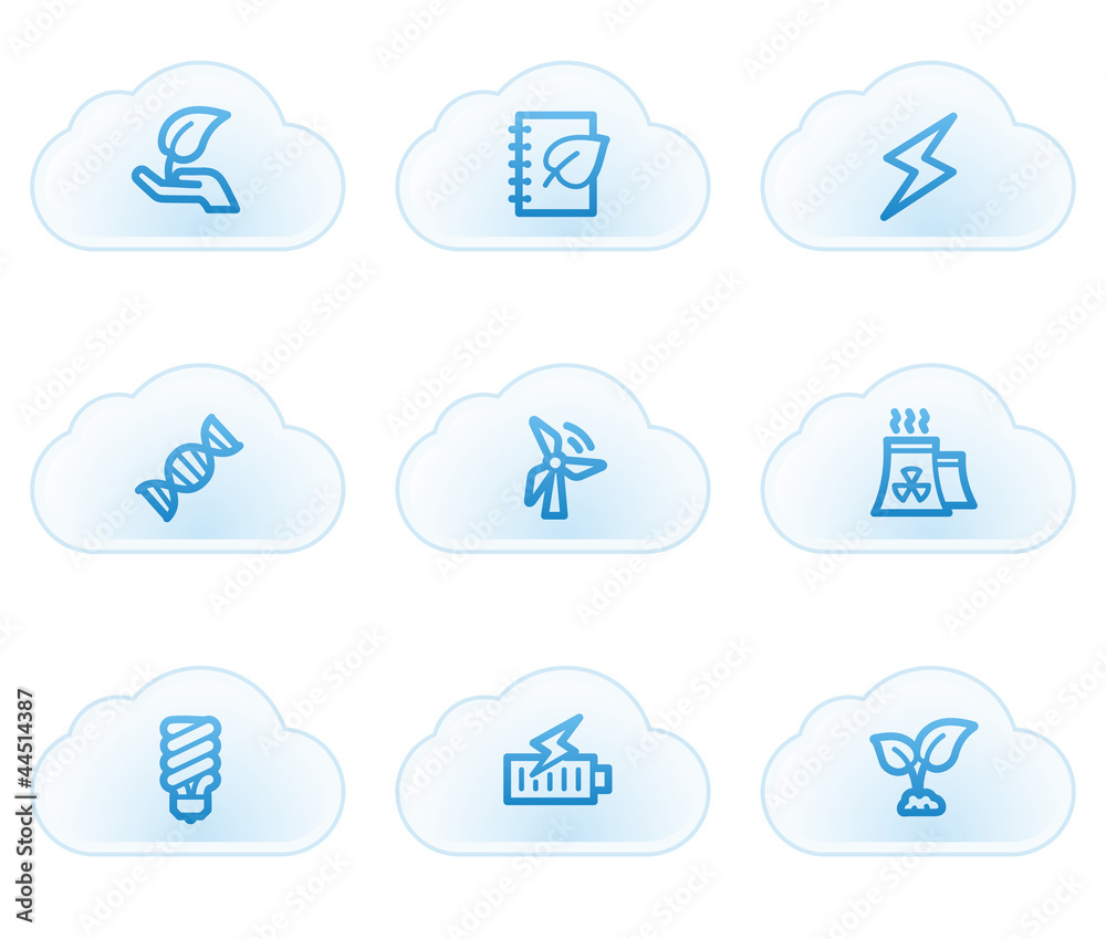 Ecology web icons set 5, cloud buttons Ecology web icons set 5, cloud buttons