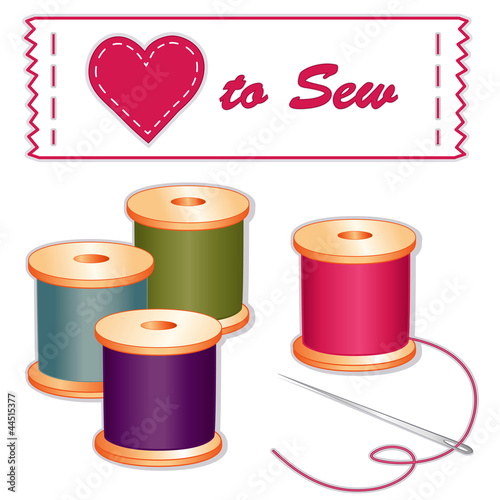 Love to Sew Label, needle, spools of thread, diy projects