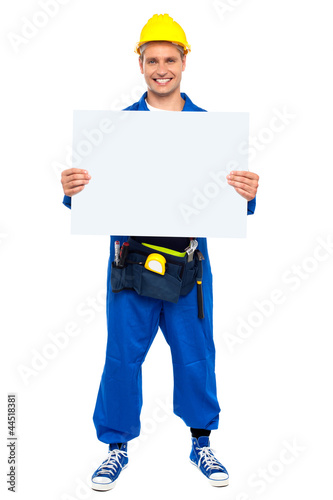 Industrial contractor showing blank billboard