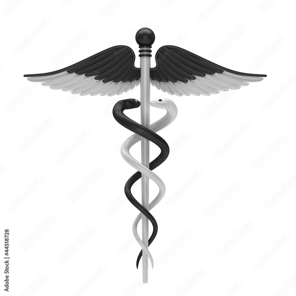 Black and white caduceus medical symbol Stock Illustration | Adobe Stock