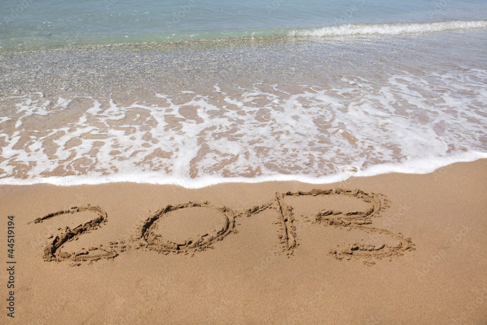 2013 year wrote on the beach, with copy space 2013 year wrote on the beach, with copy space