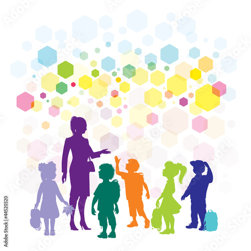 Teacher and children