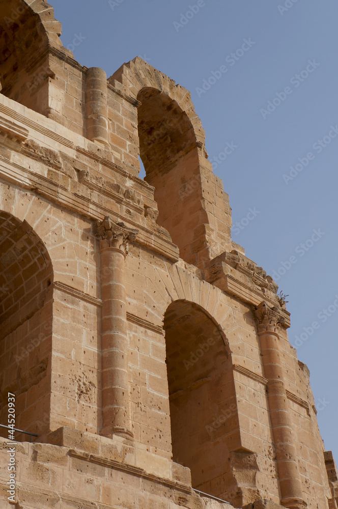 The roman amphitheater of El Djem in Tunisia The roman amphitheater of El Djem in Tunisia