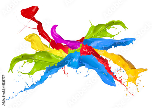 Fototapeta Naklejka Na Ścianę i Meble -   Colored paint splashes isolated on white background