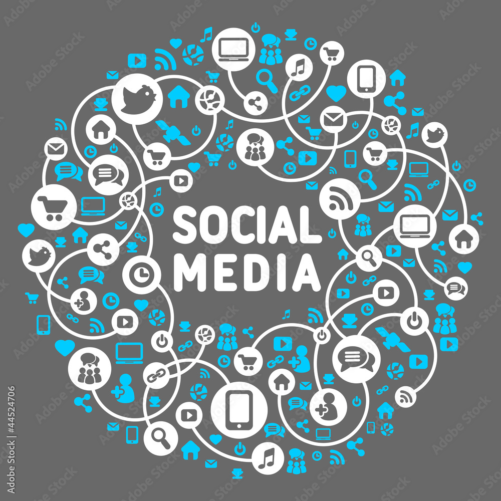 Social media, background of the icons vector