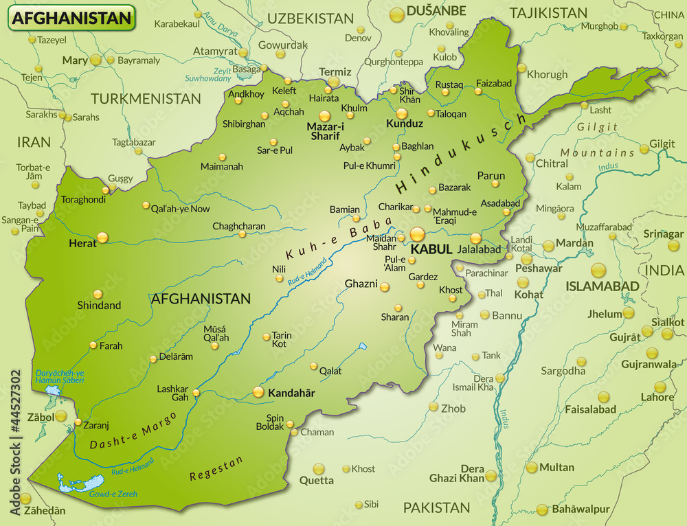 Fototapeta premium Übersichtskarte von Afghanistan und Umgebung