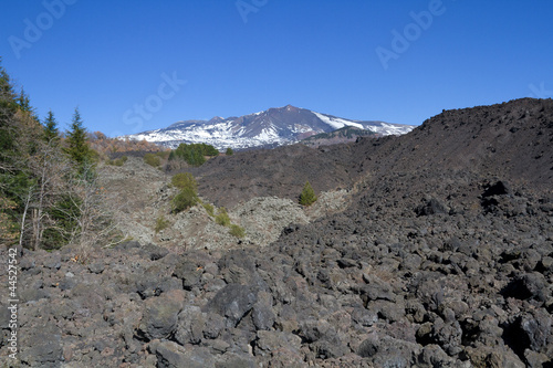 from one side of the volcano