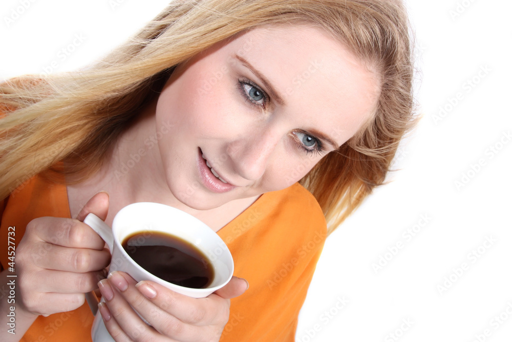 Frau trinkt Kaffee Frau trinkt Kaffee