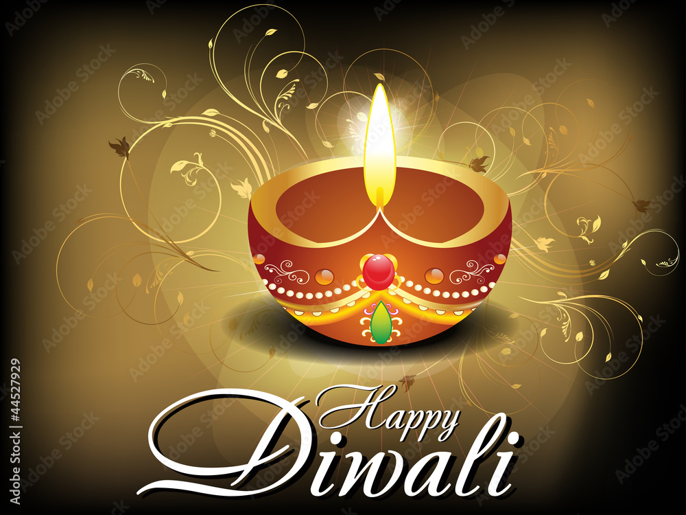 Obraz premium abstract diwali card with floral