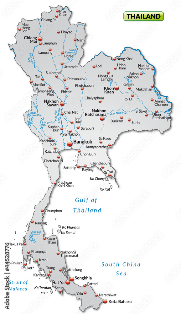 Inselkarte von Thailand als Übersicht