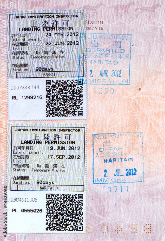Obraz premium Japanese landing permit