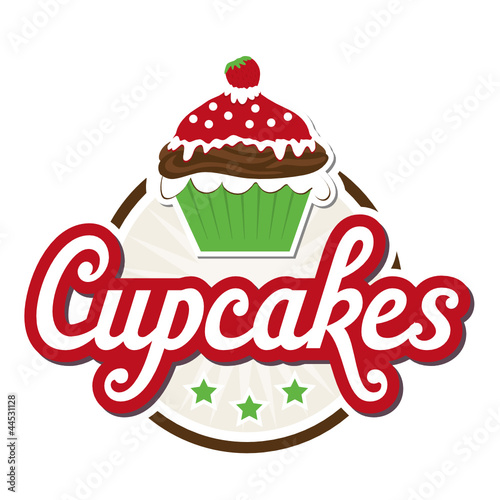 Cupcakes Button in Rot / Grün