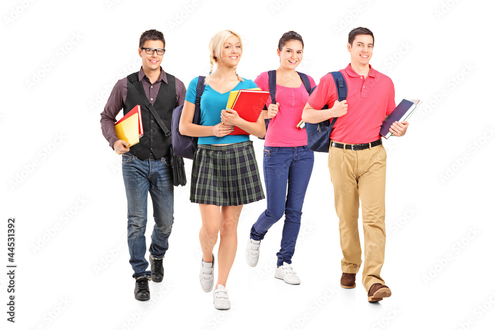 Full length portrait of male and female students Full length portrait of male and female students