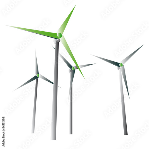 isolated green wind power energy silhouettes