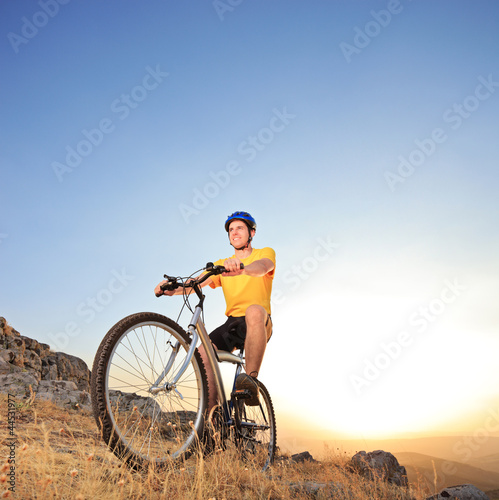 Person riding a mountain bike