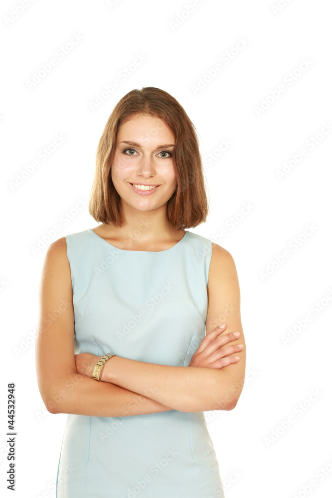 A portrait of a smiling young woman standing A portrait of a smiling young woman standing