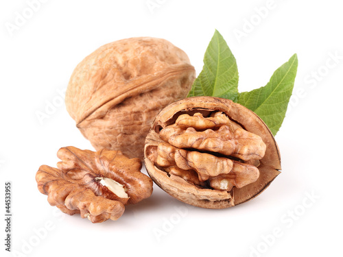 Dried walnuts with leaf