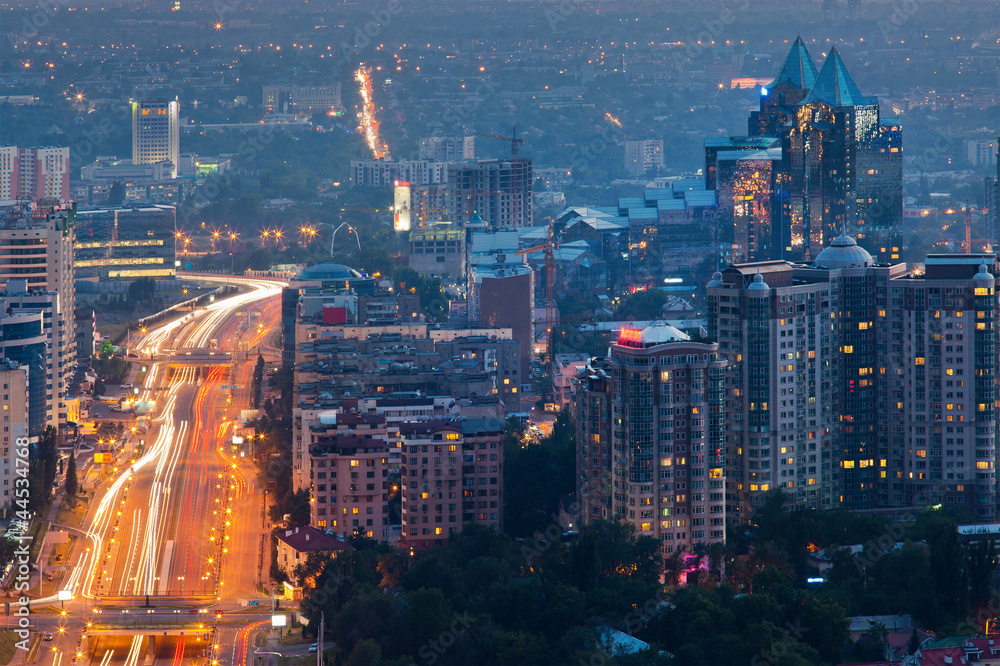 Fototapeta premium Night city of Almaty
