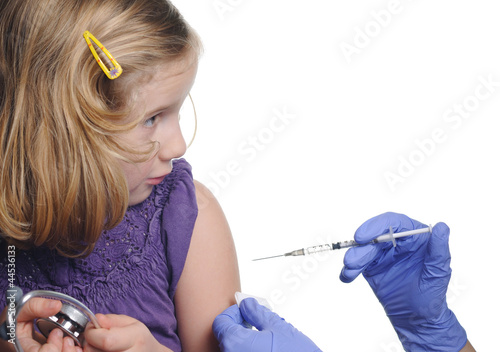 Child vaccinations on a white photo