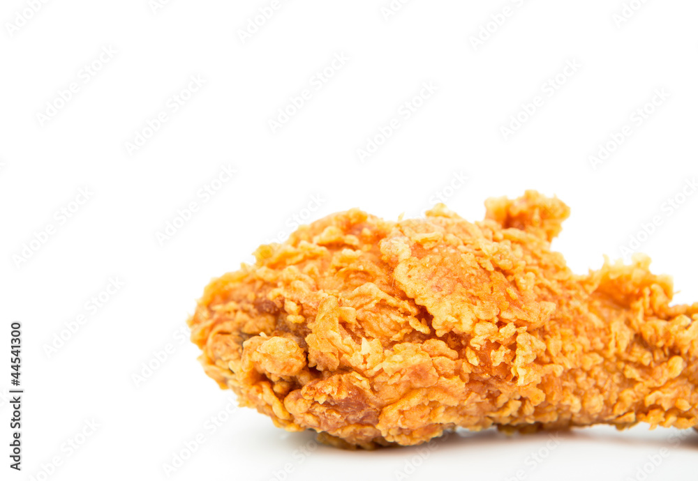 Fried chicken pieces isolated on white background Fried chicken pieces isolated on white background