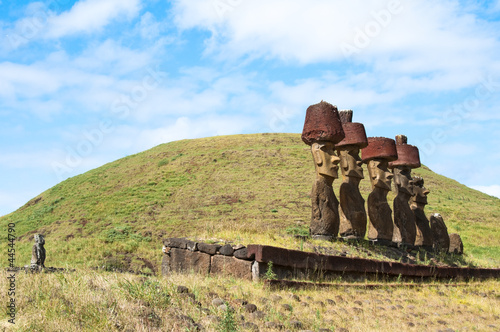 Moais in Anakena beach, Easter island, Chile photo