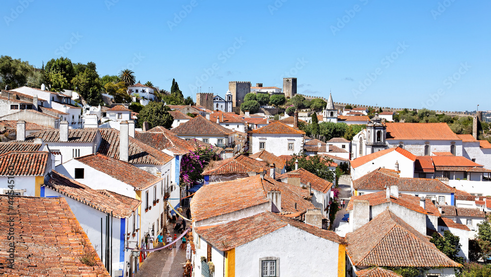 Blick auf die Gassen von Obidos, Portugal