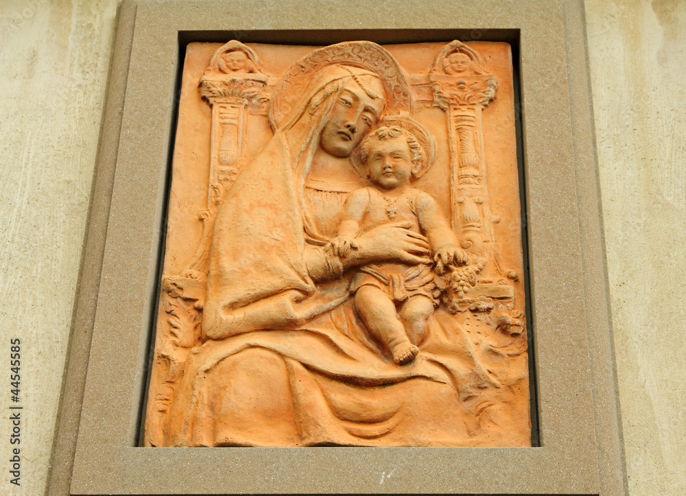 Madonna with Child, terracotta relief, Tuscany, Italy, Europe