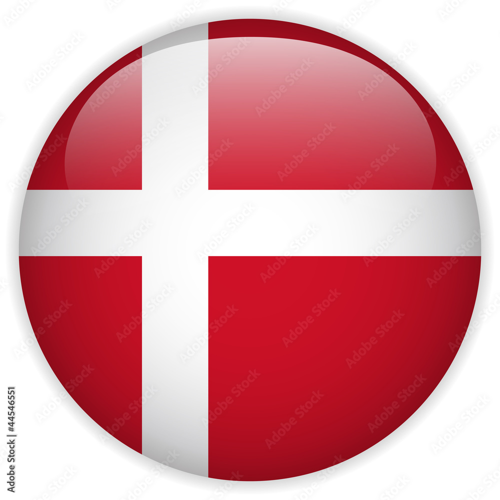 Denmark Flag Glossy Button Denmark Flag Glossy Button