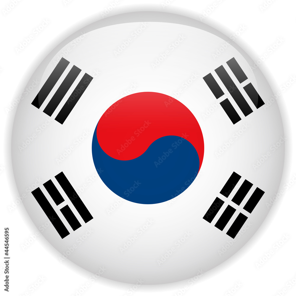 South Korea Flag Glossy Button South Korea Flag Glossy Button